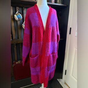 DO+BE Red and Purple Women's Cardigan